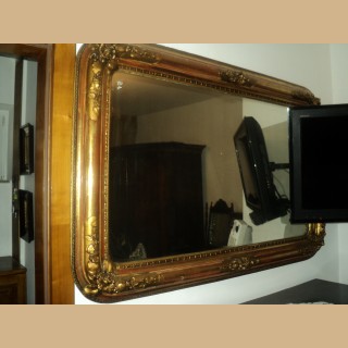 specchiera antica in foglia oro con speccchio originale al mercurio rettangolare 135x87